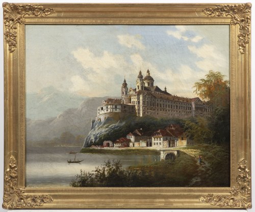 Malarz XIX wiek Widok opactwa Melk nad Dunajem., Malarz XIX wiek