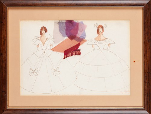 Projekt kostiumów do Damy Kameliowej, 1984, Barbara Ptak