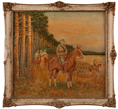 Piłsudski na czele oddziału, według Wojciecha Kossaka, M. Bonczek