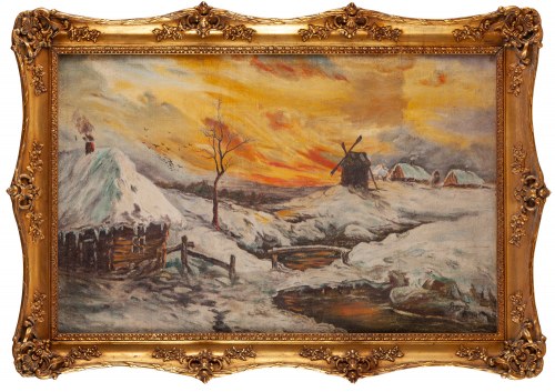 Pejzaż zimowy z wiatrakiem, 1941, S. Lis