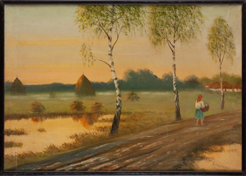 Spacer wiejską drogą, 1958, Stefan Sadowski
