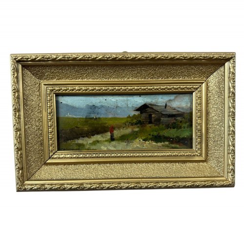 Pejzaż wiejski - E. Rigamonti (1864 - 1942), E. Rigamonti