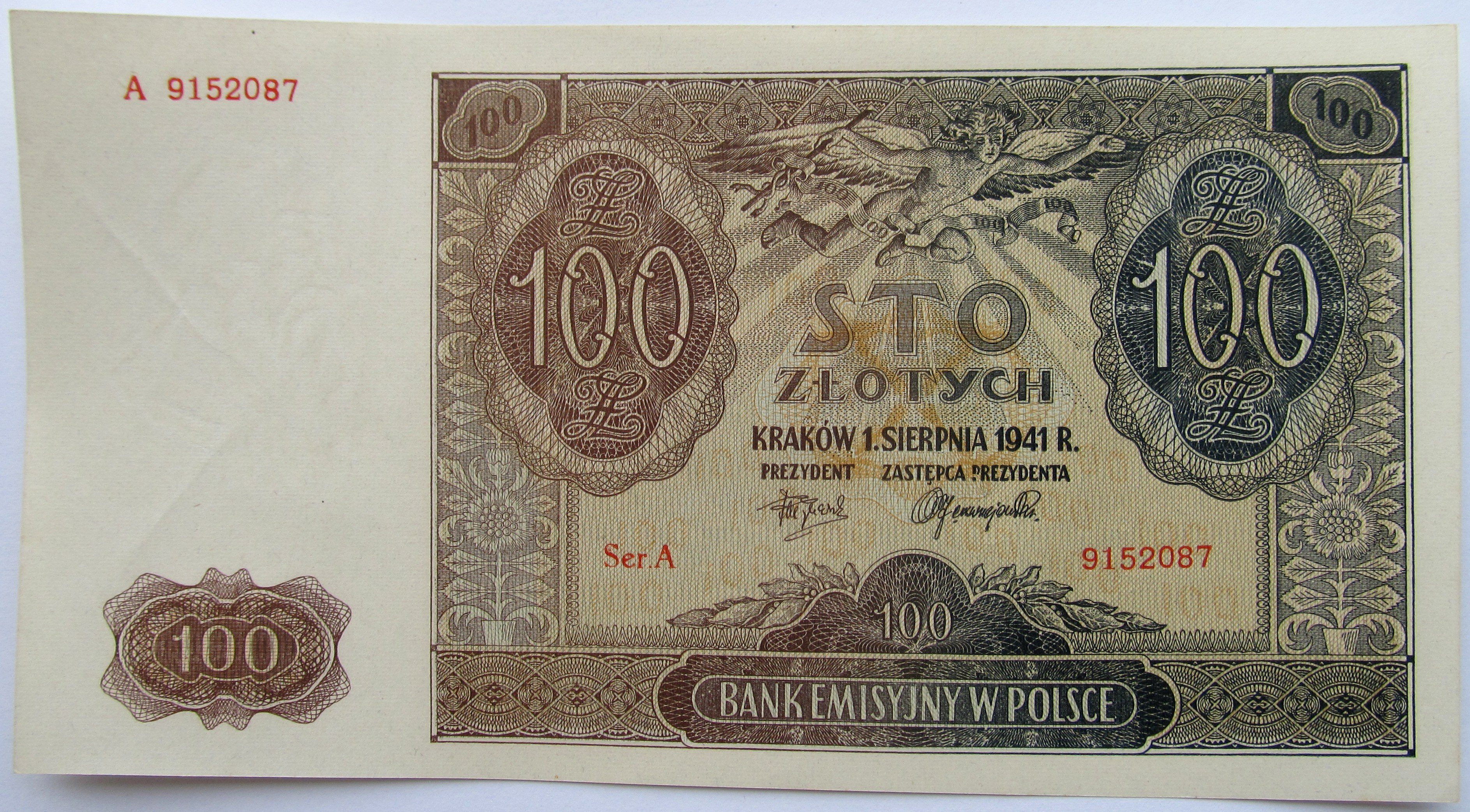 Polska, Generalna Gubernia, 100 Złotych 1941, Seria A, UNC - Aukcja ...