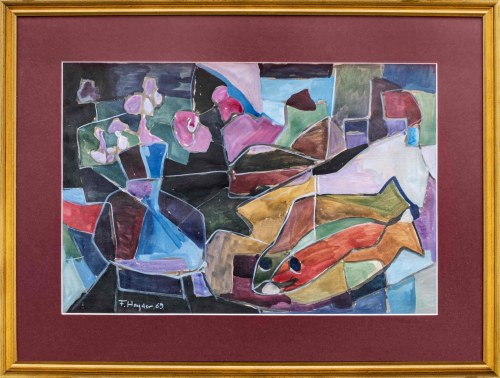 Martwa natura z wazonem i rybą, 1969, Fryderyk Hayder
