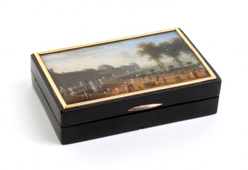 JEAN-FRANÇOIS, (attivo in Francia, 1806 - 1836) Francuska tabakierka z szylkretu z miniaturą, Jean-François Lebelle