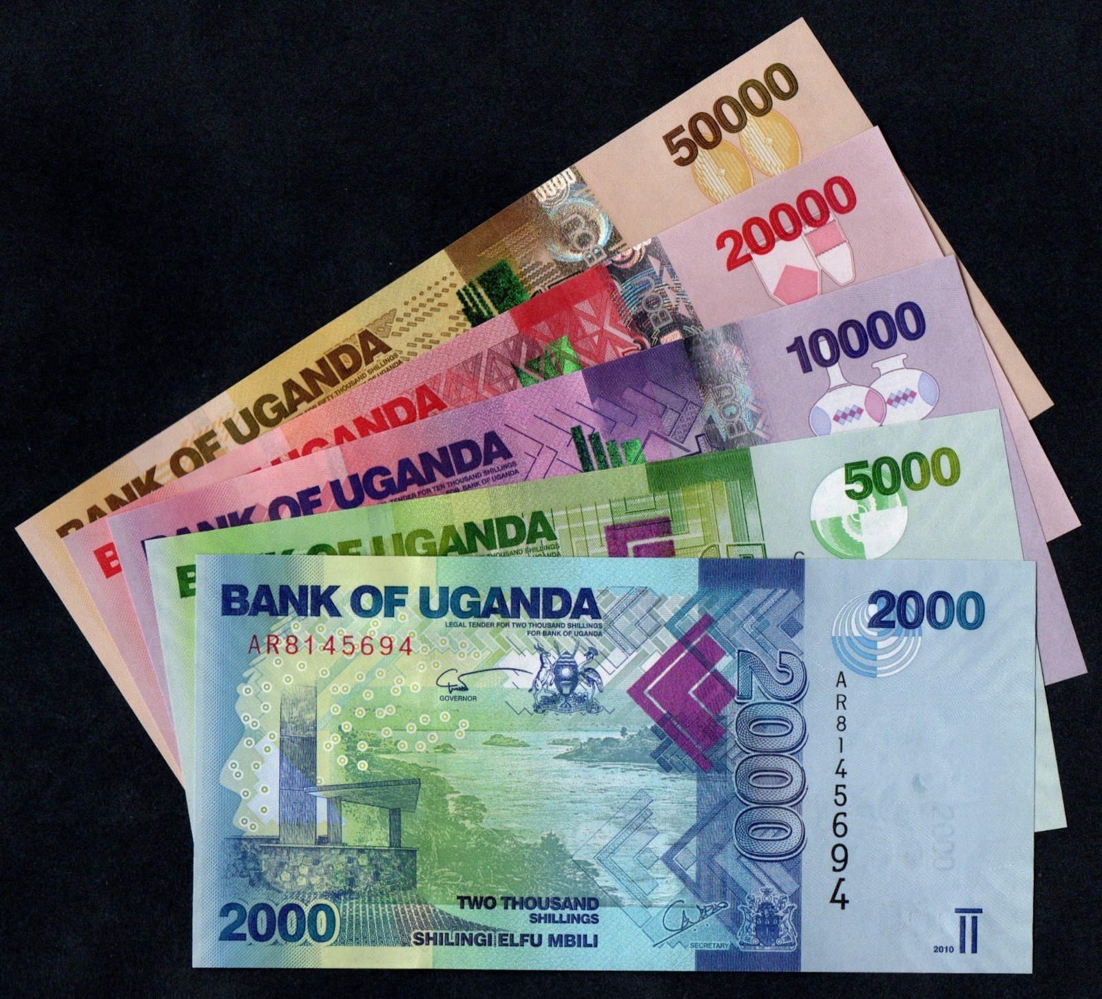 Uganda. Set of 2000 5000 10000 20000 & 50000 Shillings 2010-2022 - Online  auction / Online bidding - Price - OneBid