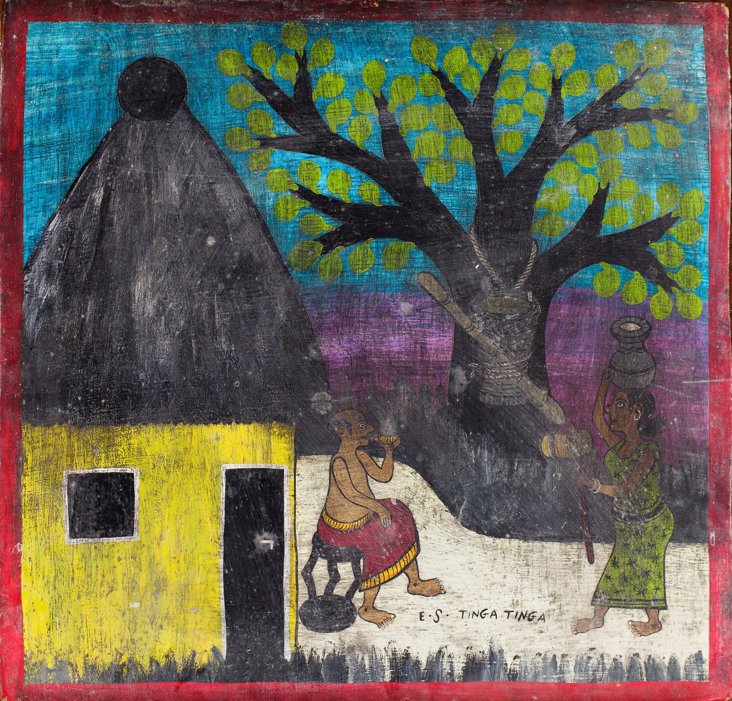 絵画 Tingatinga Edward Saidi Tingatinga (1932 Tunduru - 1972 Dar es Salaam