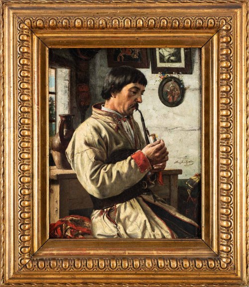Gospodarz bronowicki (Portret kosyniera w chacie), 1884, Henryk Dyrdoń