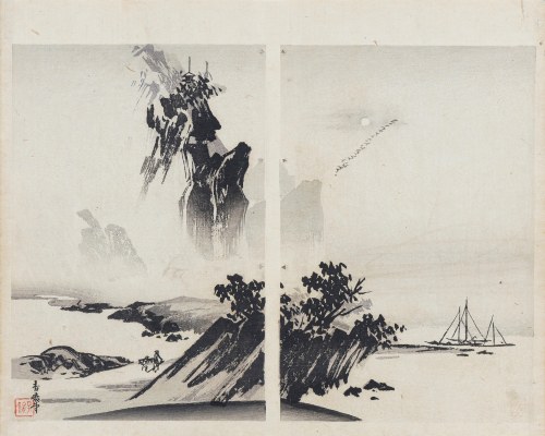 Nakamura Busuke, Odlot żurawi, za Sesshu Toyo, Kioto, 1892, Yamada Kōtarō