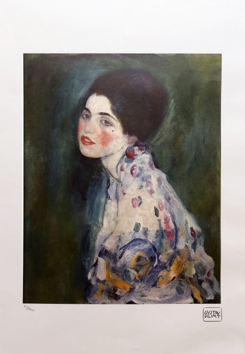 Portret Damy, litografia, 1990, Gustav Klimt