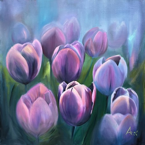 Field of purple tulips, Anna Kołakowska