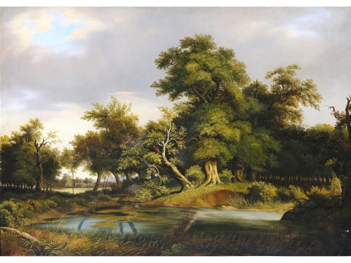 urodzony w Wiedniu około 1812 - ?, Pejzaż nad stawem, Ludwig Seitler