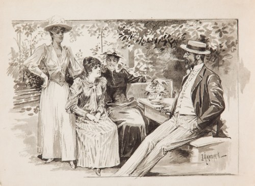 Wytworne towarzystwo w ogrodzie, ok.1900, Isak Åkermark