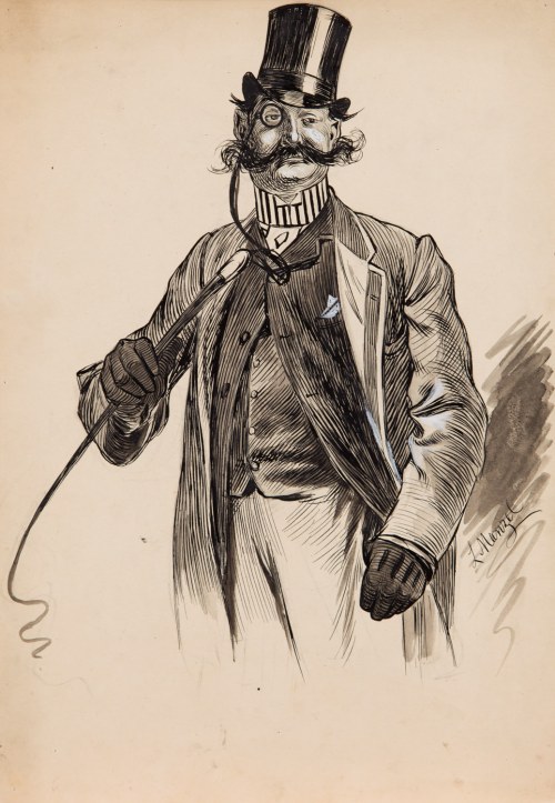 KADYNY] Ludwig MANZEL (1858-1936), Autoportret, ok 1900, Szczecin