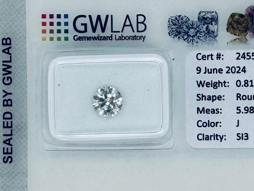 81 CT J - SI3 - KSZTAŁT BRILLANT - CERTYFIKAT GW - C40509-4, DIAMENT 0
