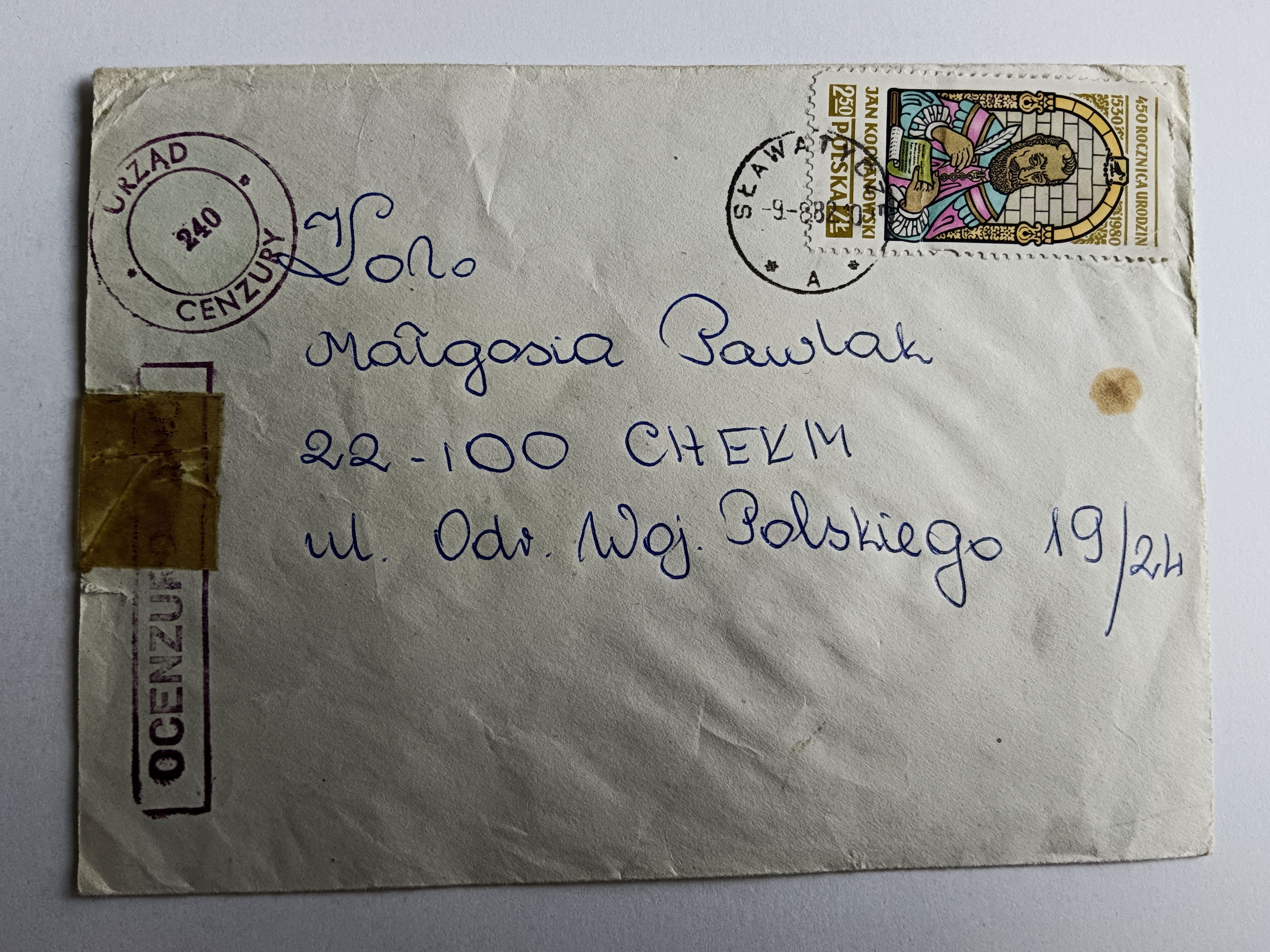 ENVELOPE PRL CENSORSHIP MARTIAL LAW 1982, CHEŁM, SŁAWATYCZE - Online ...