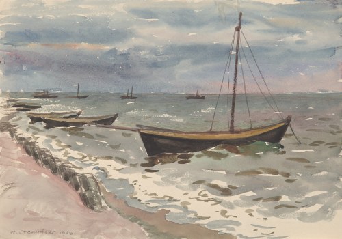 „Pejzaż z łodziami”, 1960, Henryk Starzyński
