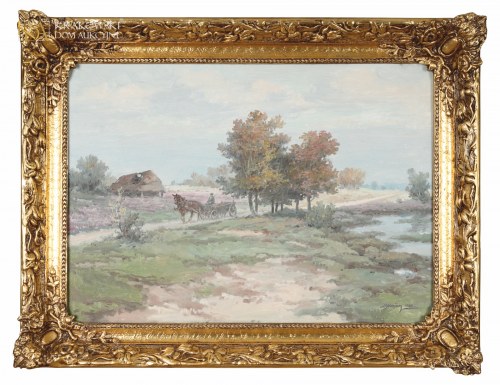 "Pejzaż wiejski z furmanką", Edward Mesjasz