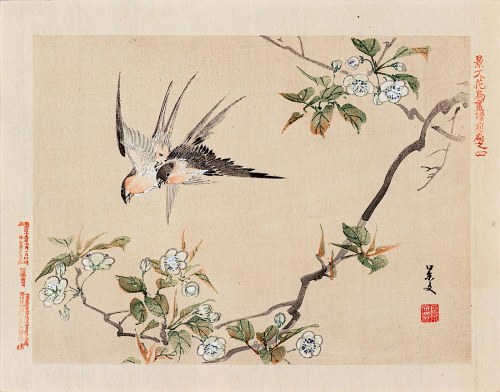 Kyōto), Jaskółki i kwitnąca wiśnia, Osaka, 1892, Keibun Matsumura