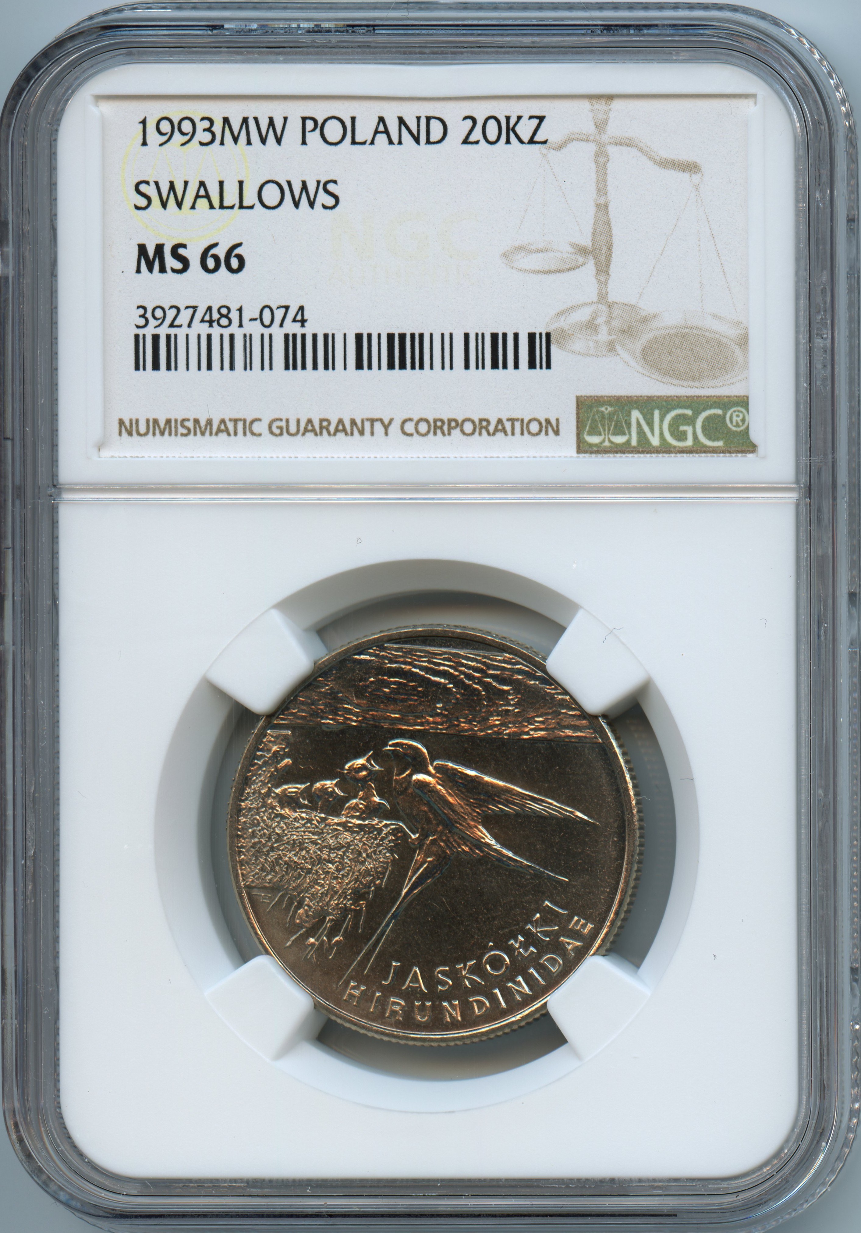 20.000 złotych 1993 Jaskółki - NGC MS 66 - Aukcja internetowa