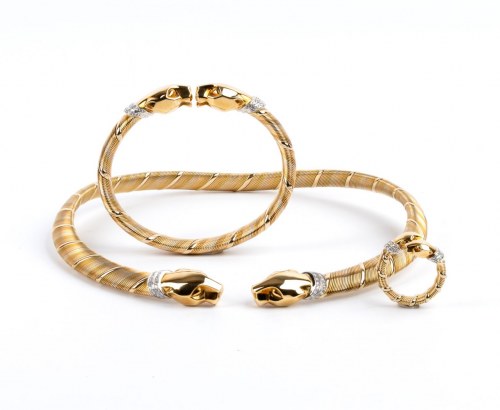 CARTIER Parure panthère z naszyjnikiem, bransoletką i pierścionkiem, Cartier
