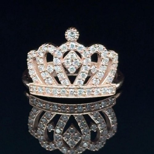 920 GR Z DIAMENTAMI - DJ31205, PIERŚCIONEK Z KORONĄ Z 14-KARATOWEGO CZERWONEGO ZŁOTA 2