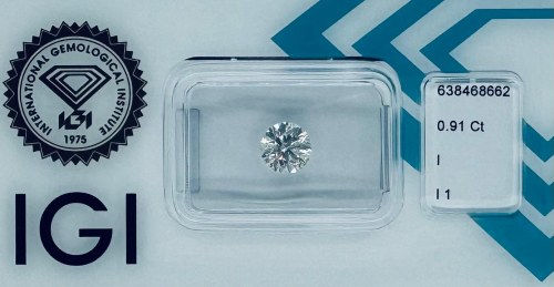 91 CT I - I1- IGI- C40703-3, NATURALNY POLEROWANY DIAMENT 0