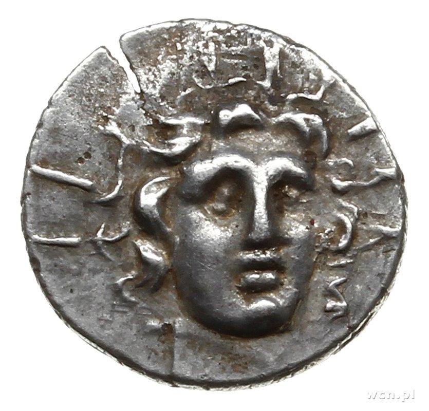 hemidrachma 166-88 p.n.e.; Aw: Głowa Heliosa trzy-czwar... - Aukcja ...