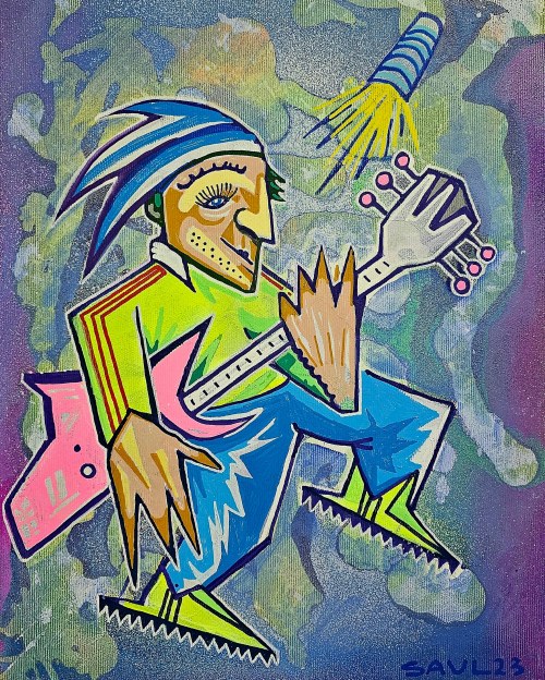 "Gitarzysta" 1 część tryptyku, 2023, Piotr Saul