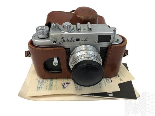 lata 50-70 XX w. - Aparat Fotograficzny Zorkij 4 z Instrukcją, ZSRR