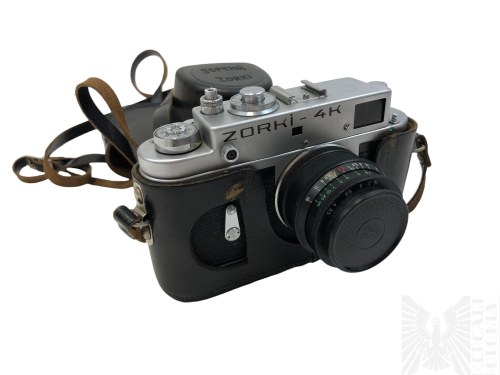 lata 50-70. - Aparat Fotograficzny Zorki 4 w Skórzanym Pokrowcu, ZSRR