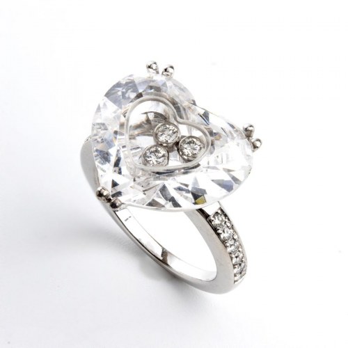 kolekcja CHOPARD Happy Diamonds: pierścionek z diamentowym złotym szklanym sercem, Chopard