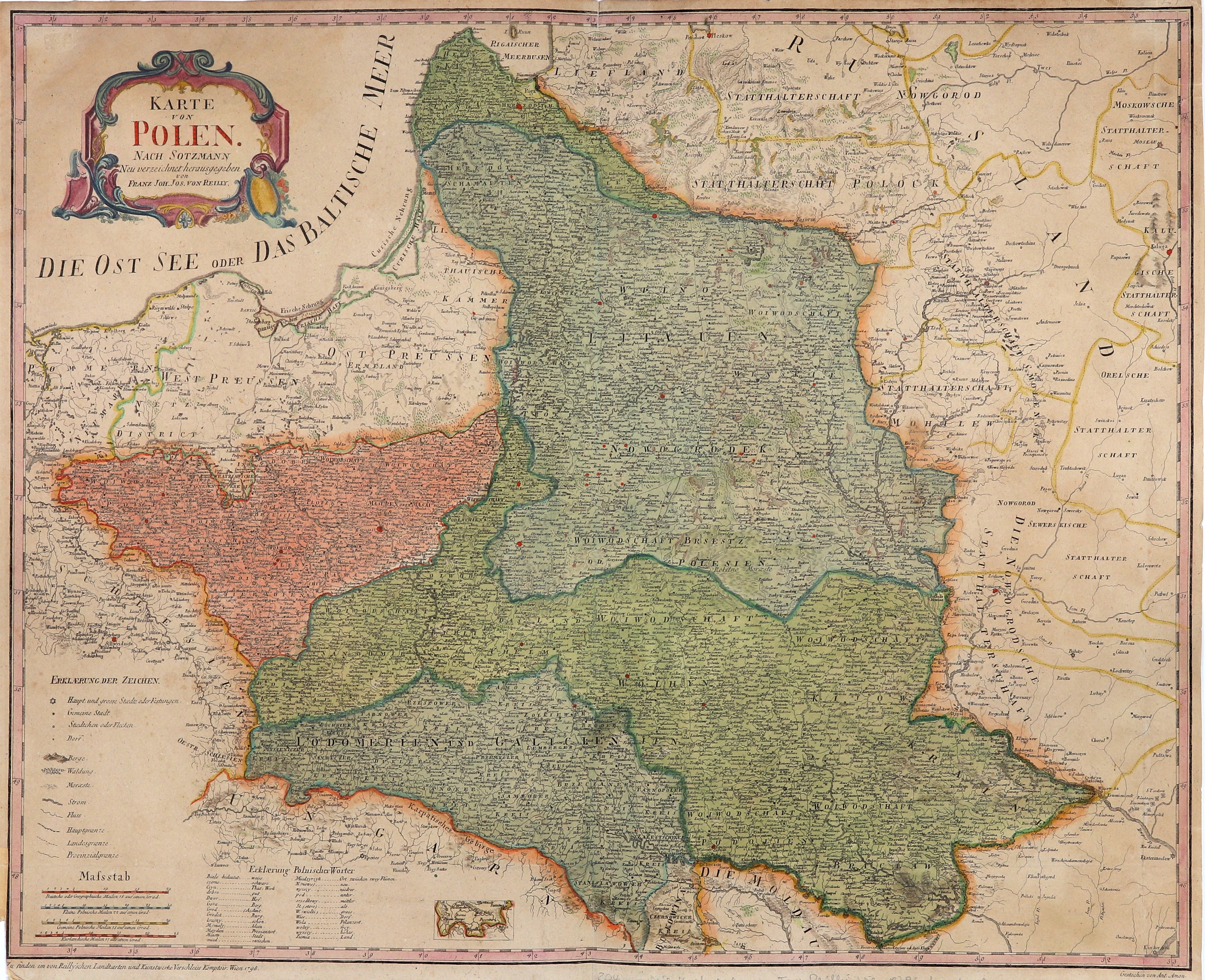 POLAND, LITHUANIA. E. Map of the lands of Poland and Lithuania, created ...