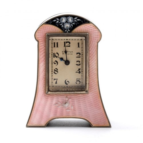 zegar stołowy Eterna Watch Co Art Déco ze srebra i emalii, Eterna Watch Co