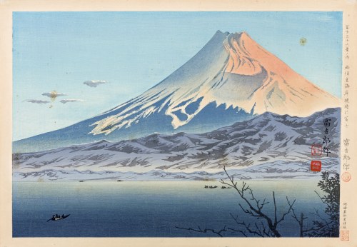 Góra Fuji w świetle poranka - widok na Nishi-Izu, 1939/1940, Tomikichirō Tokuriki