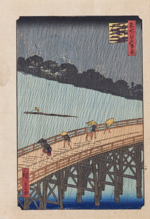 wyd. Yoshikawa Kobunkan, Nagły deszcz, z cyklu „100 słynnych widoków Edo”, Tokio, 1918, Utagawa Hiroshige