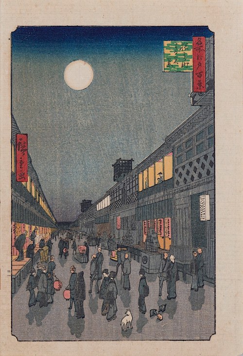 wyd. Yoshikawa Kobunkan, Nocne życie w Saruwaka-machi, z cyklu „100 słynnych widoków Edo”, Tokio, 1918, Utagawa Hiroshige