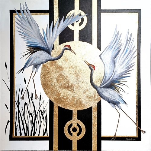 A good fortune of golden cranes, 2024, Aleksandra Elizabethe Wojtysiak