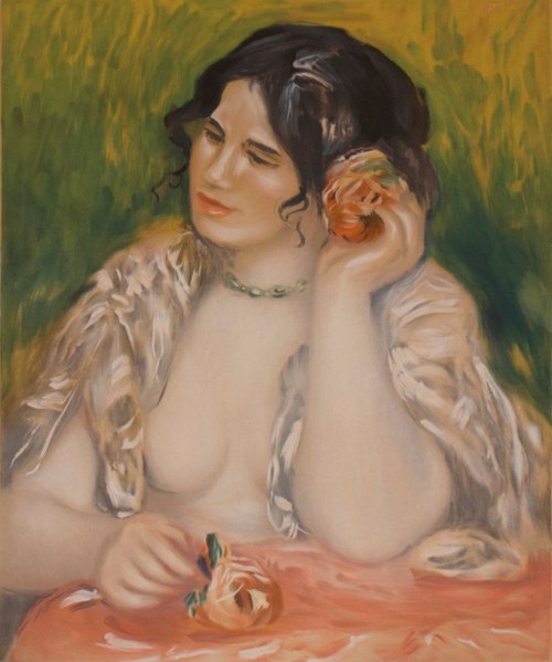 Portret Gabrielle z różą we włosach, 1911, Pierre-Auguste Renoir