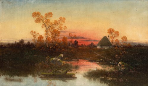 Pejzaż przedwieczorny, ok. 1900, Karol Heimroth