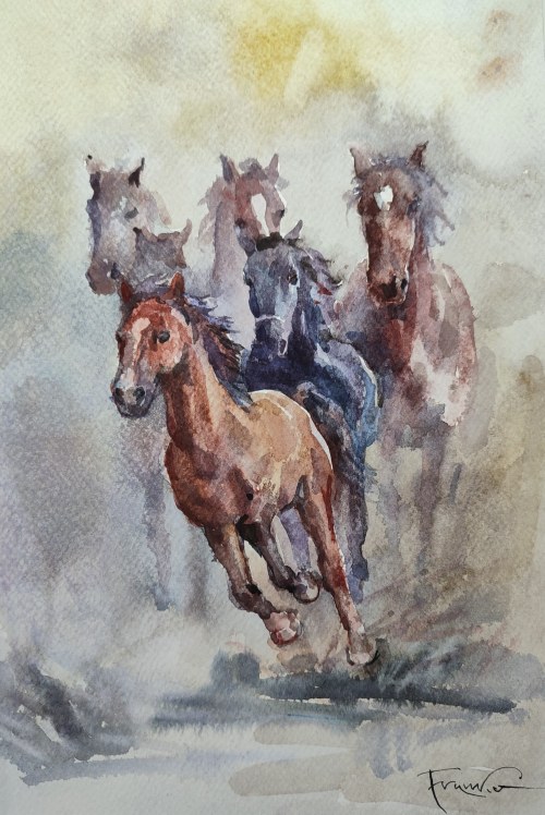 "Konie" 40x30, Aleksander Franko