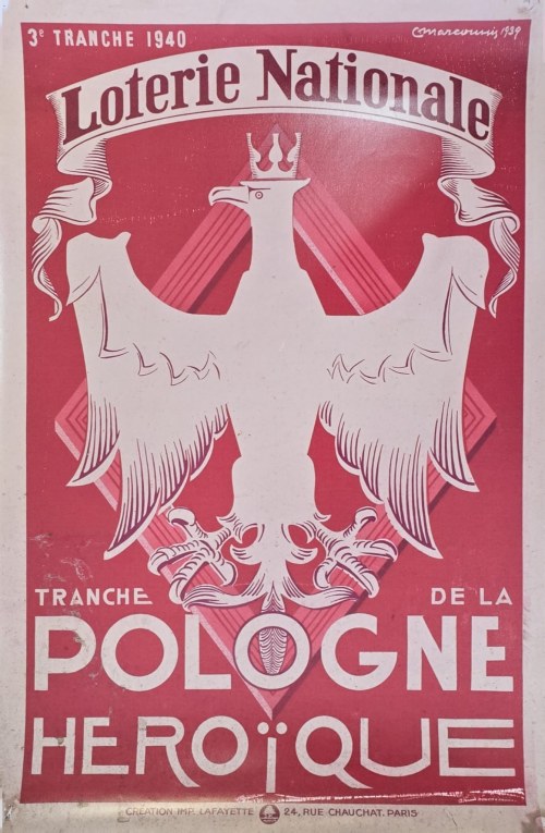 proj. Louis Marcoussis, 1939 / Plakat patriotyczny, Loterie Nationale Pologne Heroique