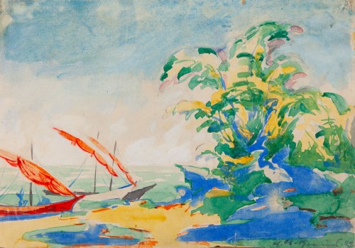 Żaglówki w Sopocie, 1923, Wolfgang Breuer