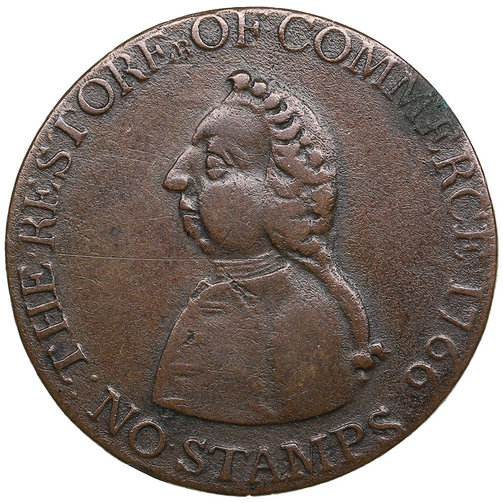 USA, British Colonies (Philadelphia mint) Token Half Penny 1766 - William  Pitt - Commemorating the repeal of the Stamp A - Online auction / Online  bidding - Price - OneBid