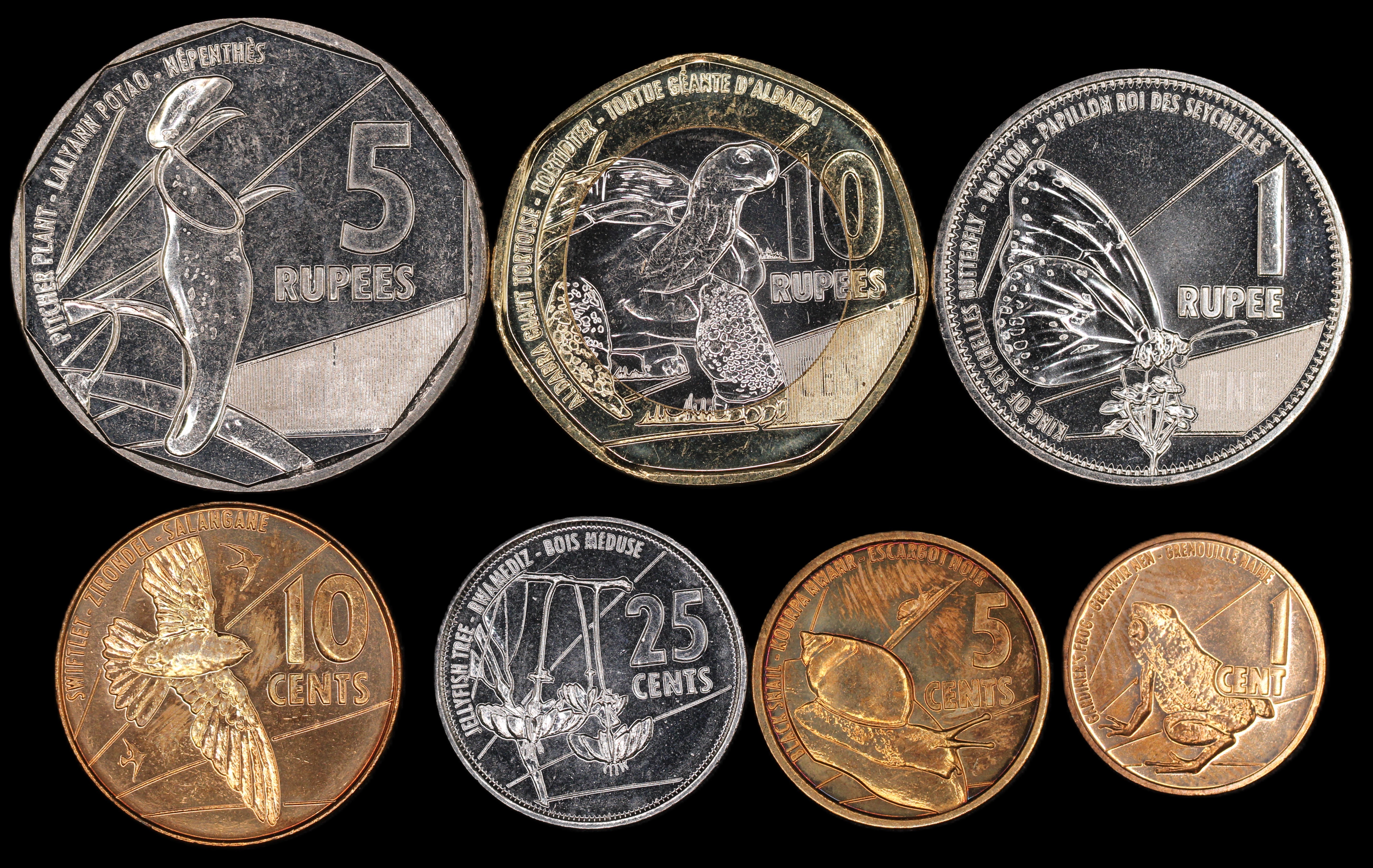Seychelles. 7 Pc Set 2016-2022 1,5,10,25 Cent 1,5,10 Rupees - Online  auction / Online bidding - Price - OneBid