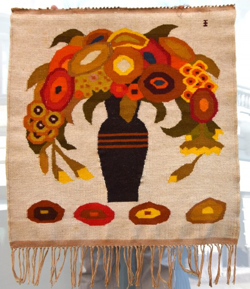 Zakopane, ok. 1915 r. Sygnowany, Kilim "Kwiaty W Wazonie" Władysław Skoczylas