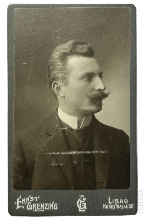 Łotwa, Lipawa (Libau) - Fotografia Portretowa Mężczyzny; Fotograf Ernst Grenzing, XIX