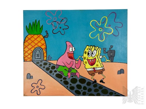 Spongebob i Patryk; Akryl na Płótnie, Nieznany Artysta - Obraz Popołudnie w Bikini Dolnym