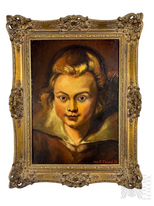 Kopia Obrazu Petera Rubensa (1618 r.) ; Olej na Płótnie, F. Theml (XX w.) - Portret Clary Sereny