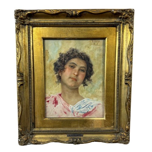 Portret młodej kobiety - V. Migliaro (1858 - 1938), Vincenzo Migliaro